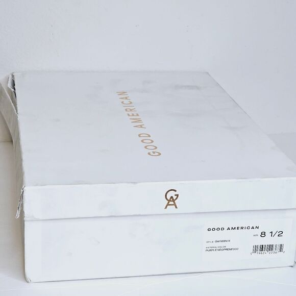 New! Good American Pointed Ankle Sock Shine Neoprene Purple Stiletto Boots - Picture 14 of 15